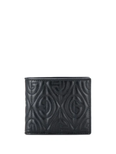 Gucci G Rhombus Quilted Leather Bifold Wallet In Black