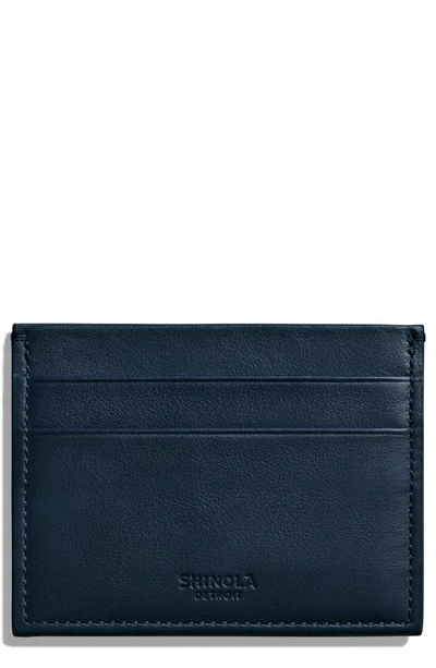 Shinola Leather Card Case In Navy