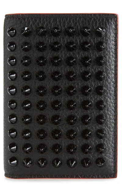Christian Louboutin Sifnos Studded Leather Card Case In Black/black