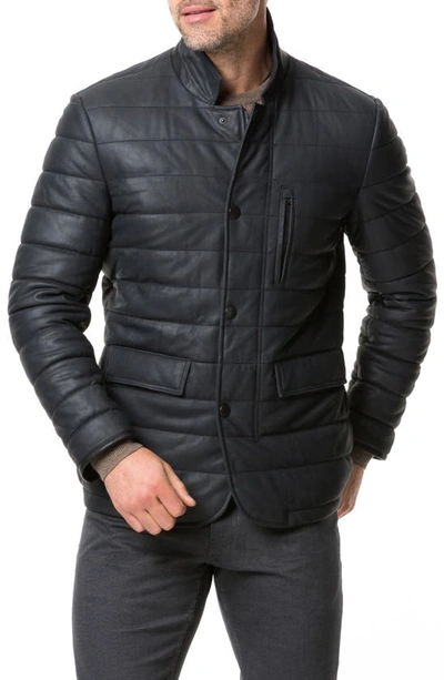 Rodd & Gunn Ashwell Channel Quilted Leather Blazer In Onyx