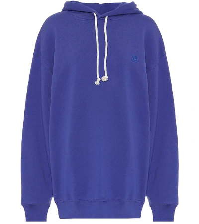 Acne Studios Face Oversized Cotton Hoodie In Blue