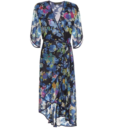 Etro Floral Silk-blend Midi Wrap Dress In Blue