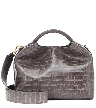 Elleme Raisin Croc-effect Shoulder Bag In Grey