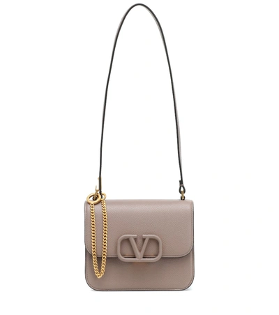 Valentino Garavani Vsling Small Leather Shoulder Bag In Clay (grey)