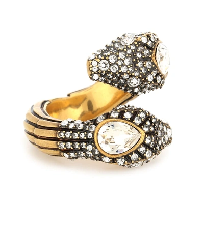 Gucci Crystal-embellished Snake Ring In Gold