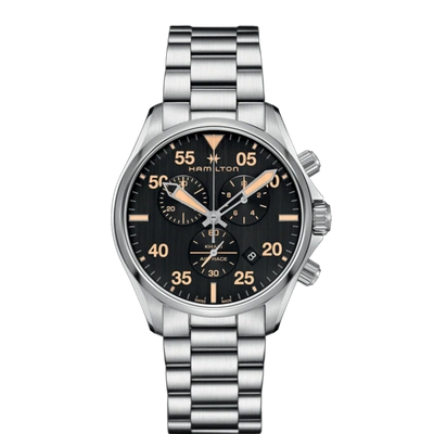 Hamilton X-wind Gmt Khaki Aviation Chronograph, 46mm In Black