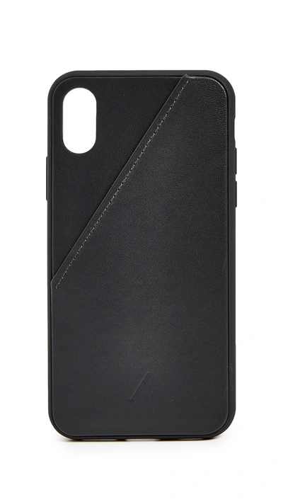 Native Union Click Card Leather Iphone Xs Case In Black