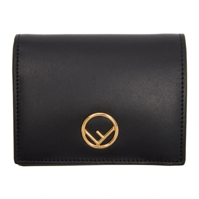 Fendi Black Leather Wallet With Gold Logo