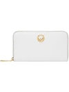 Fendi Logo Zip Around Leather Wallet In White