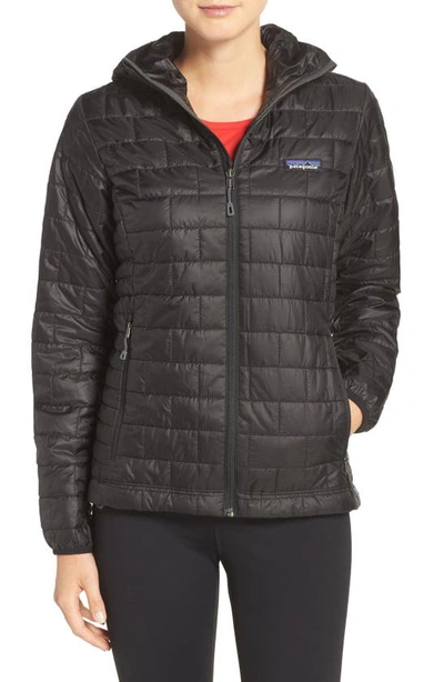 Patagonia Nano Puff(r) Hooded Water Resistant Jacket In Black