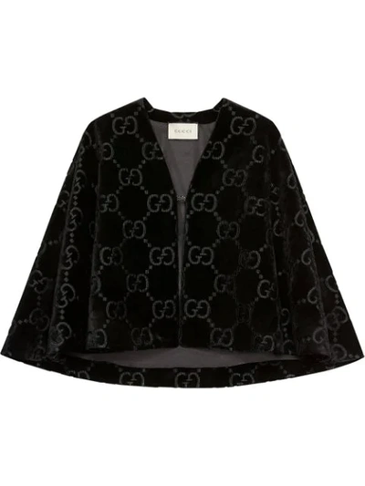 Gucci Intrigues Gg Velvet Cape In 1000 Black