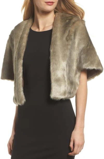 Eliza J Faux Fur Capelet In Grey