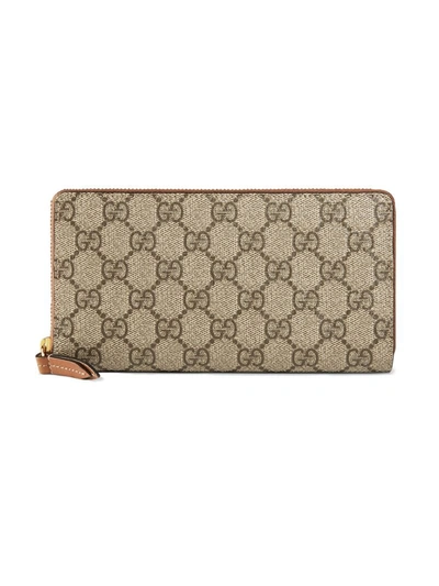 Gucci Linea Gg Supreme Canvas Zip Around Wallet In Brown