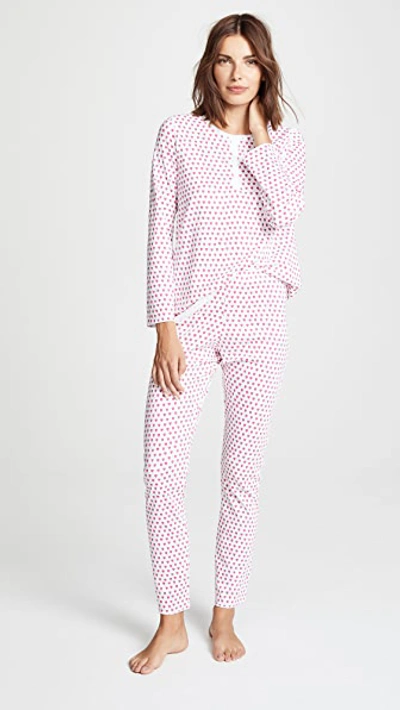 Roller Rabbit Cotton Hearts Print Pajamas Set In Pink