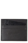 Longchamp 'le Foulonne' Pebbled Leather Card Holder In Black