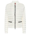 Moncler Blenca Lightweight Down Biker Jacket In White