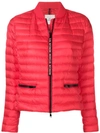 Moncler Blenca Lightweight Down Biker Jacket In Bright Red