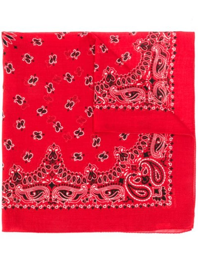 Saint Laurent Skull Et Coeur Cashmere & Silk Square Scarf In Red/ivory