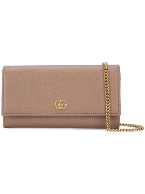 gucci petite marmont leather continental wallet on a chain
