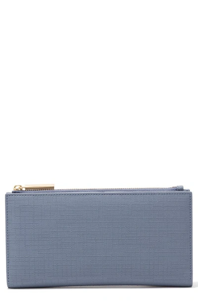 Dagne Dover Signature Slim Coated Canvas Wallet In Ash Blue