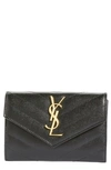 Saint Laurent Ysl Small Grain De Poudre Envelope Wallet In Noir