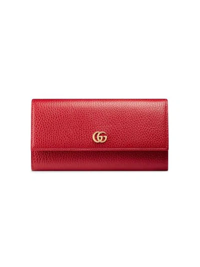 Gucci Petite Leather Continental Wallet In Red