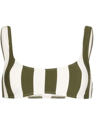 Solid & Striped Elle Scoop-neck Striped Bikini Top In White