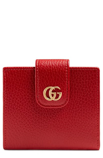 Gucci Leather Wallet In Hibiscus Red
