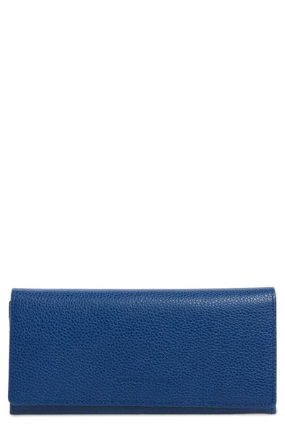 Longchamp 'veau' Continental Wallet In Sapphire
