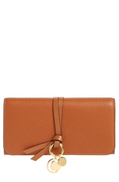 Chloé Alphabet Leather Wallet In Tan