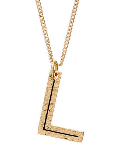 Burberry Hammered L-charm Gold-plated Necklace In Light Gold