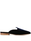 Le Monde Beryl Venetian Backless Velvet Slipper Shoes In Midnight Blue