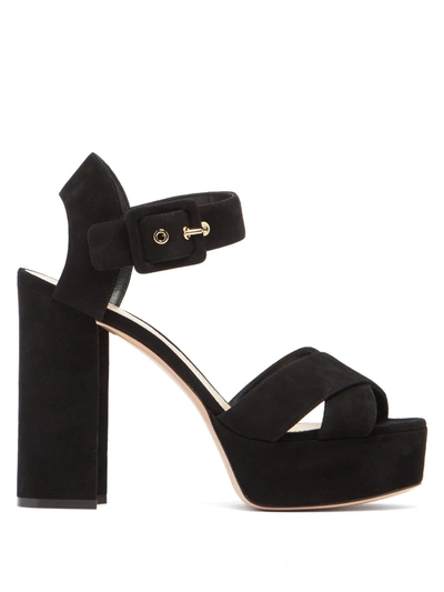 Nicholas Kirkwood Essential Mirrored-heel Suede Platform Sandals In Black