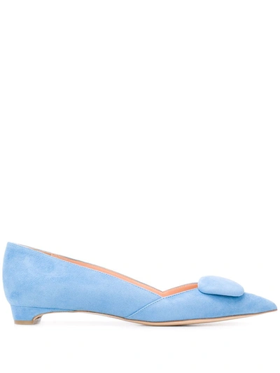 Rupert Sanderson Aga Pebble Point-toe Suede Flats In Blue