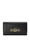 Gucci Zumi Grainy Leather Continental Wallet In Black