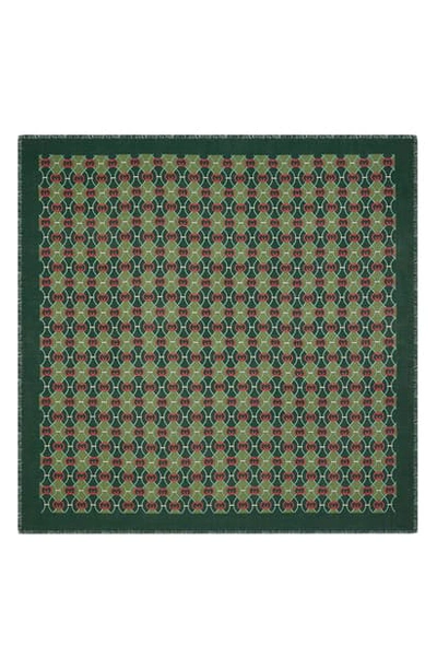 Gucci Interlocking G Print Wool & Silk Scarf In Green/ Light Green