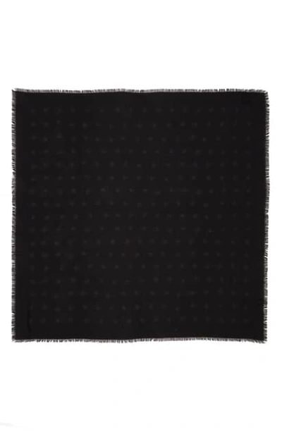 Saint Laurent Large Mesh Stars Wool Shawl In Black/ Black