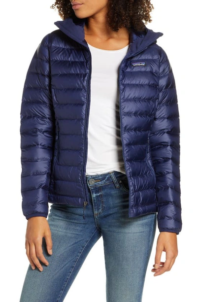 Patagonia Quilted Water Resistant Down Coat In Classic Navy