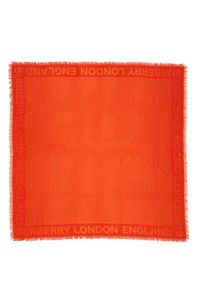Burberry Monogram Jacquard Silk & Wool Scarf In Vermillion