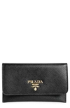 Prada Saffiano Leather Envelope Card Case In Nero