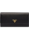 Prada Women's Leather Continental Wallet In Black