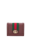 Gucci Ophidia Leather Bifold Card Case In Red