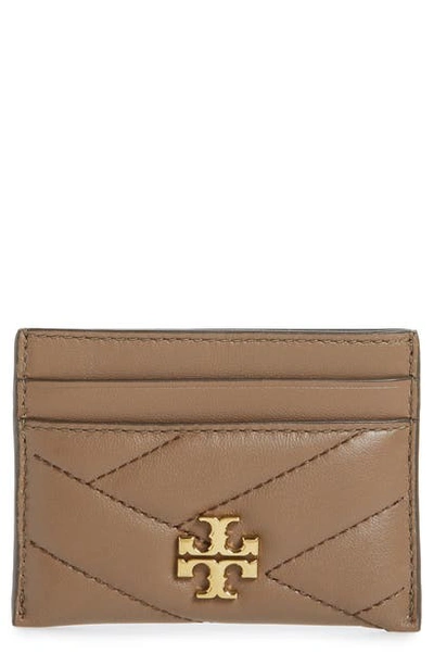 Tory Burch Kira Chevron Leather Card Case In Brown