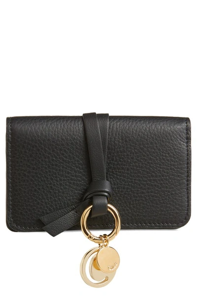 Chloé Womens Black Abc Grained Leather Flap Wallet