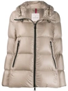 Moncler Serite Hooded Quilted Down Puffer Jacket In Champagne