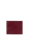 Bottega Veneta Intrecciato Leather Card Case In Bordeaux