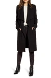 Bb Dakota Revolution Drapey Boucle Trench Coat In Black