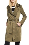 Avec Les Filles Water Resistant Moto Detail Trench Coat In Olive