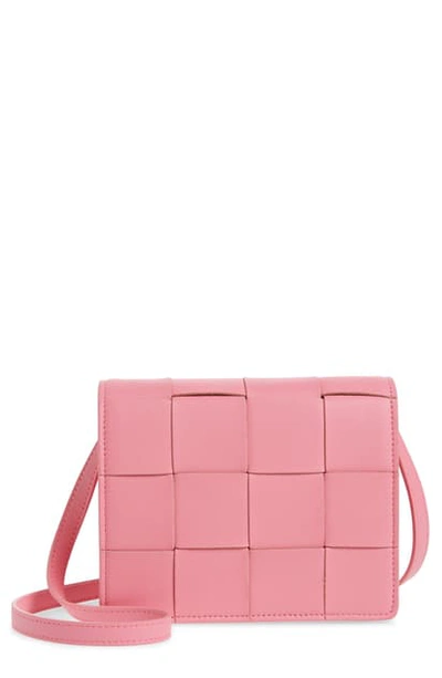 Bottega Veneta Intrecciato Leather Wallet On A Strap In Rosa