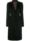 Dolce & Gabbana Velvet Button Wool & Cashmere Coat In Black